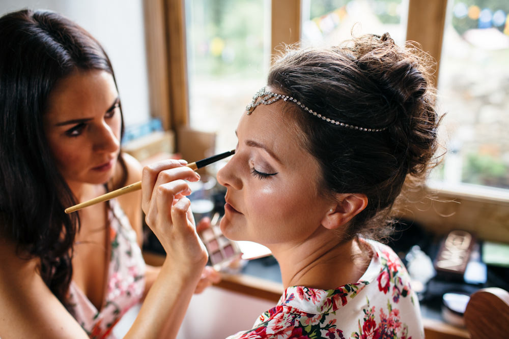 Make Up Bride Bridal Hair Devon Garden Wedding Tipi Freckle Photography
