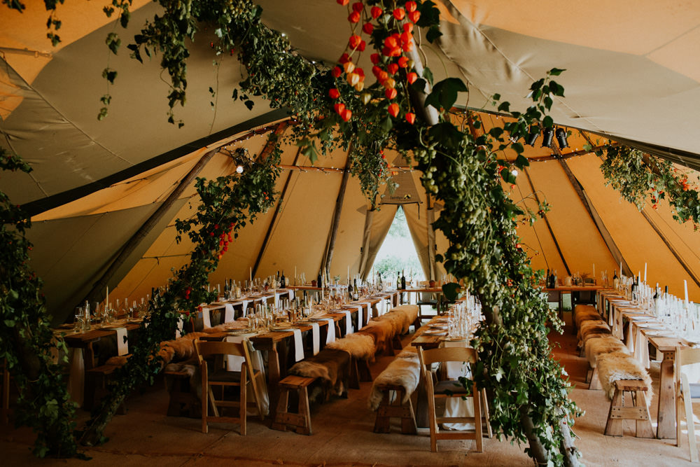 Table Decor Wooden Candles Succlents Greenery Devon Garden Wedding Tipi Freckle Photography