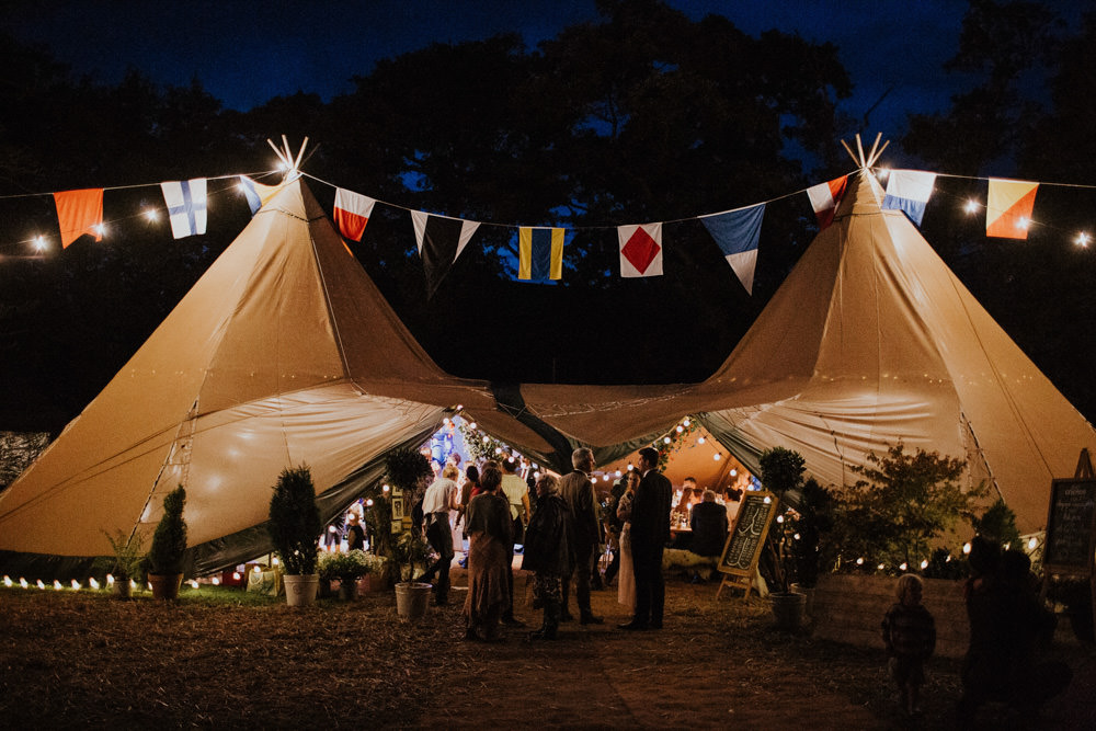 Lights Flag Bunting Devon Garden Wedding Tipi Freckle Photography