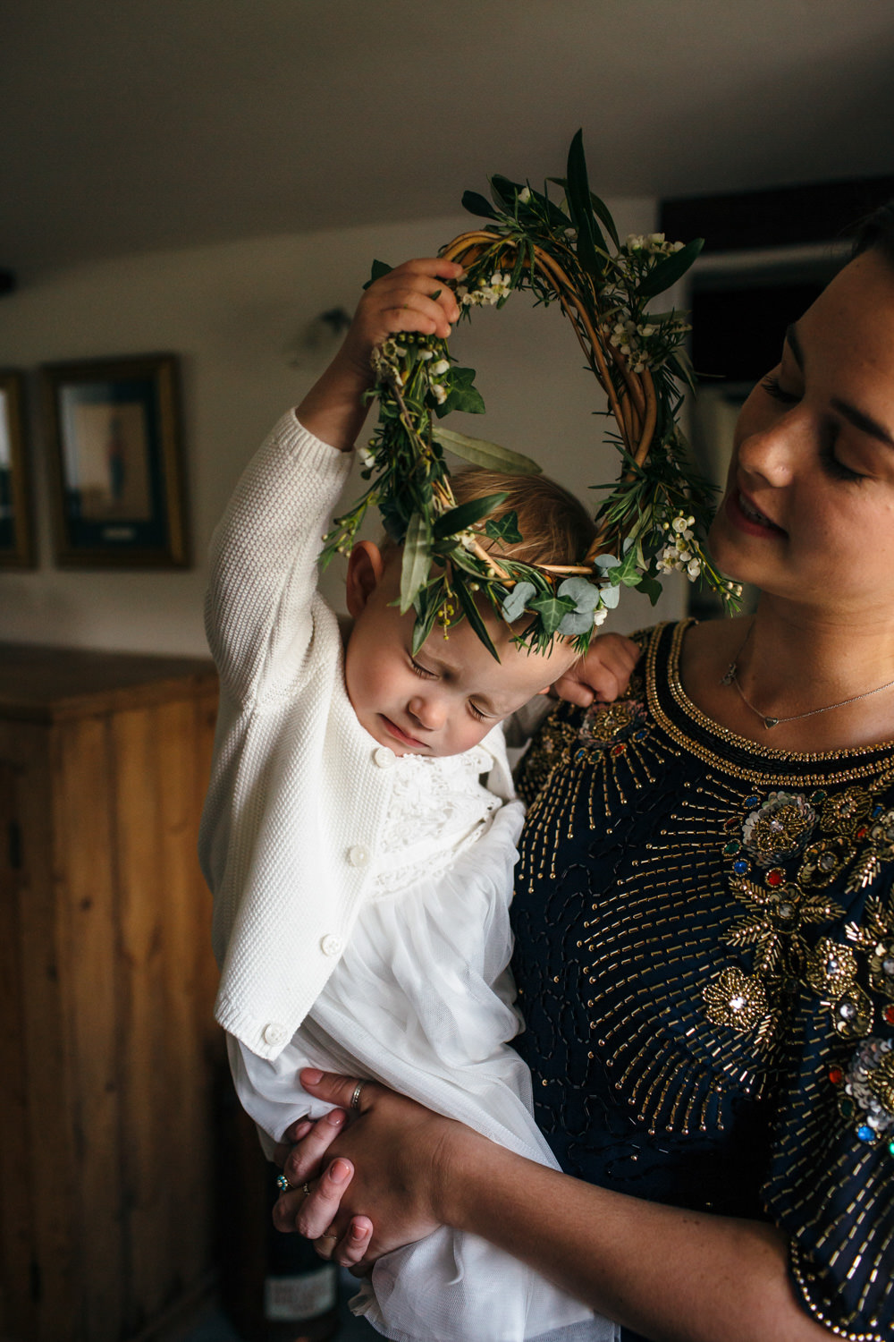 Greenery Flower Crown Hoop Devon Garden Wedding Tipi Freckle Photography