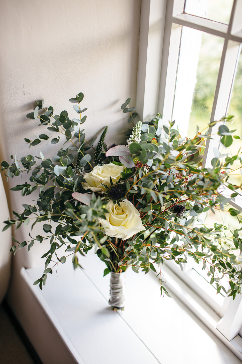 Greenery Foliage Bouquet Flowers Bride Bridal Rose Eucalyptus Devon Garden Wedding Tipi Freckle Photography