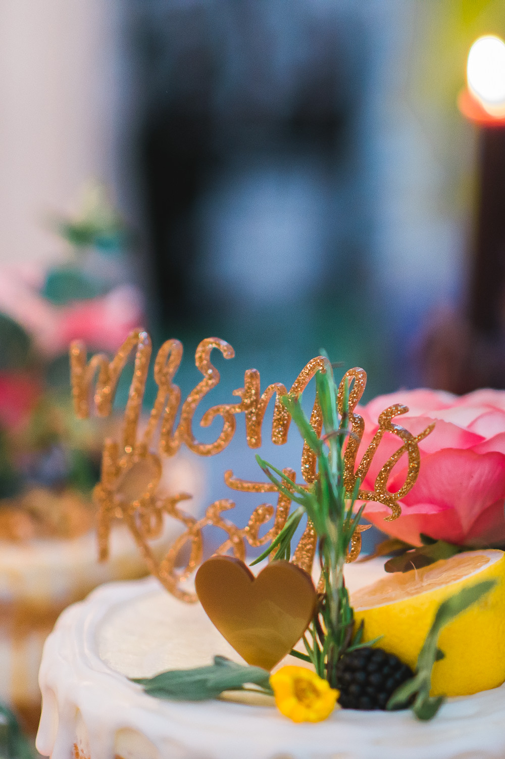 Mr & Mrs Glitter Laser Cut Cake Topper Fruit Space Hull Warehouse Wedding M&G Photographic