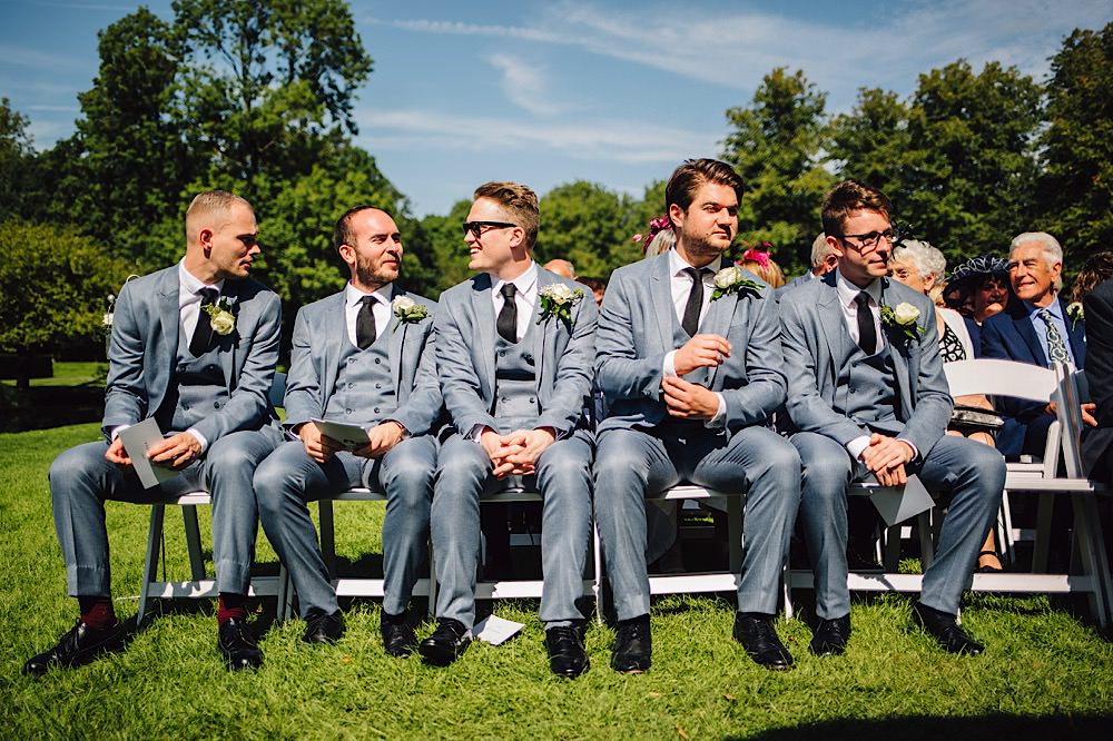 Groom Groomsmen Grey Suits Black Ties Shoes Great Fosters Wedding Roo Stain Photography