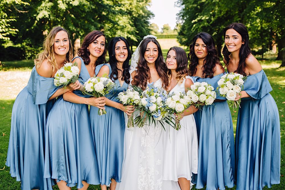 Cornflower Blue Bridesmaid Dresses Silk Great Fosters Wedding Roo Stain Photography