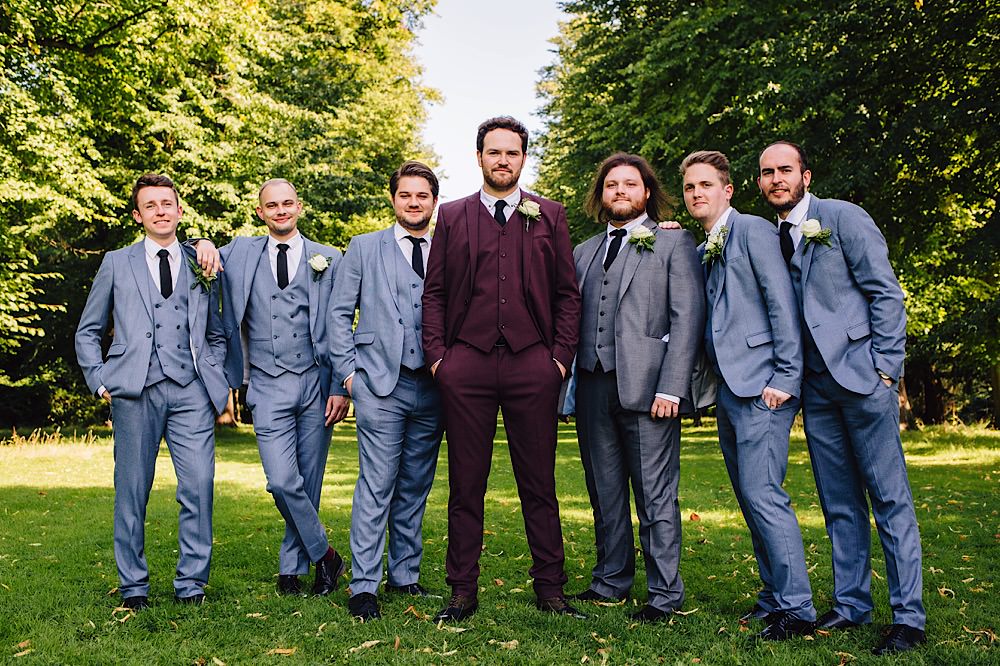 Groom Groomsmen Grey Suits Black Ties Shoes Burgundy Great Fosters Wedding Roo Stain Photography