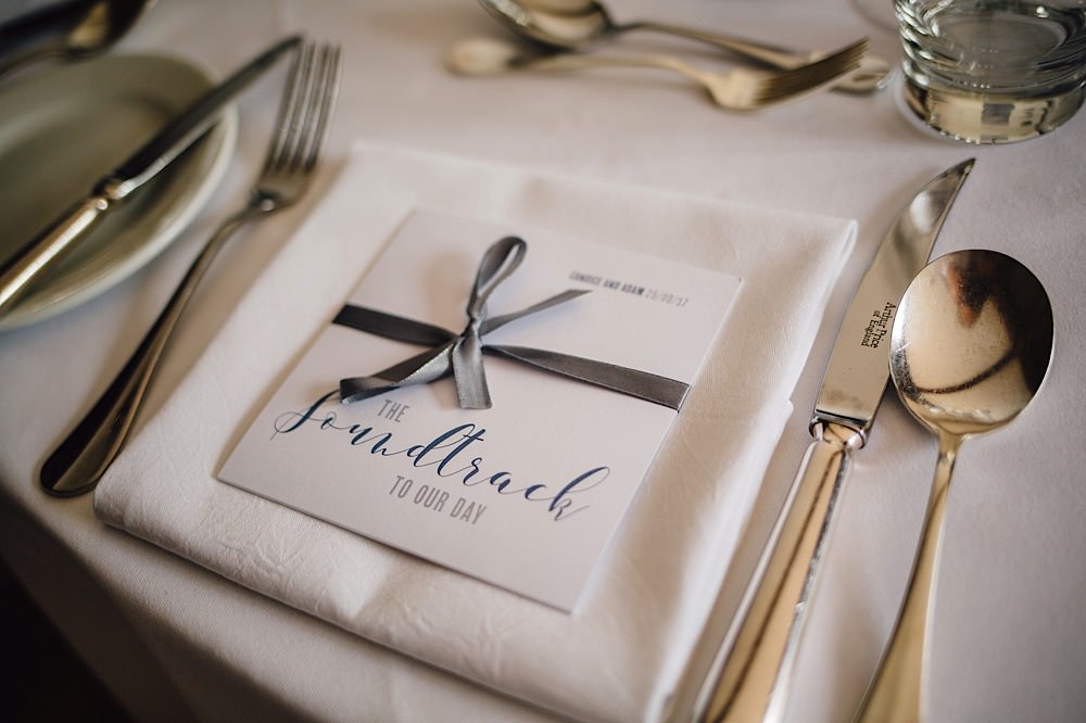 CD Favours Ribbon Place Setting Great Fosters Wedding Roo Stain Photography