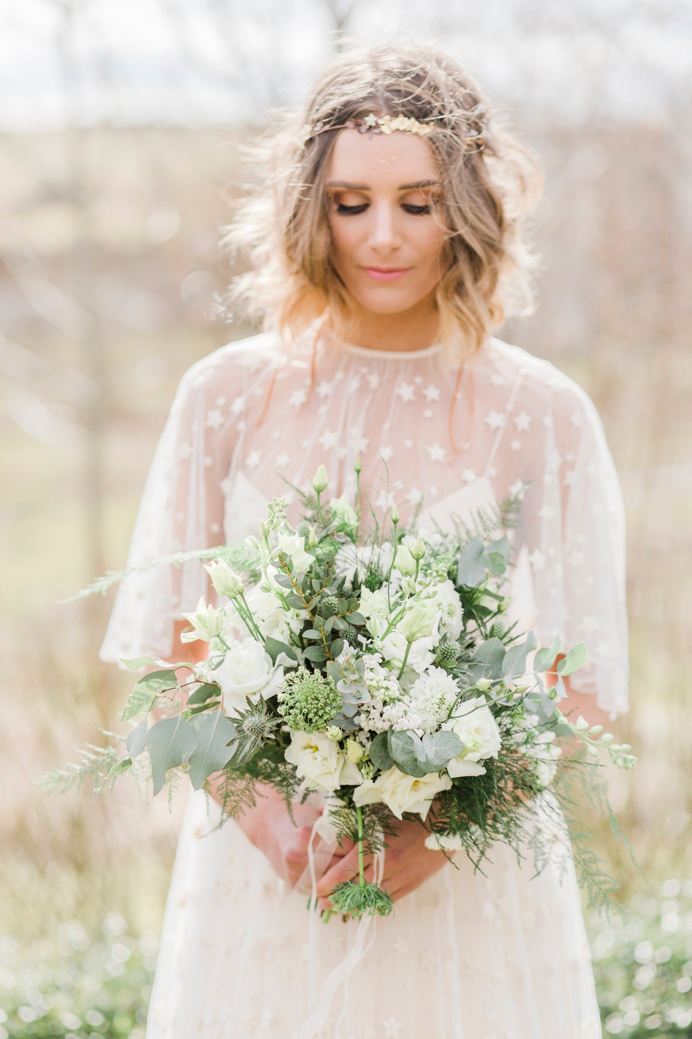 Star Celestial Dress Gown Bride Bridal Sleeves Embroidered Sheer Greenhouse Wedding Ideas Secret Herb Garden Siobhan Stewart Photography