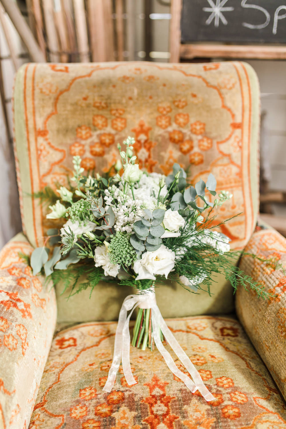 Bouquet Flowers Greenery Folliage Bride Bridal Eucalyptus Fresia Thistle Rose Greenhouse Wedding Ideas Secret Herb Garden Siobhan Stewart Photography