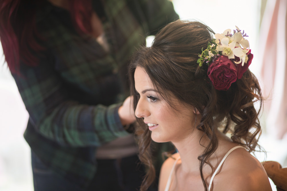 Hair Bride Bridal Style Up Do Flowers House Meadow Wedding Kerry Ann Duffy Photography