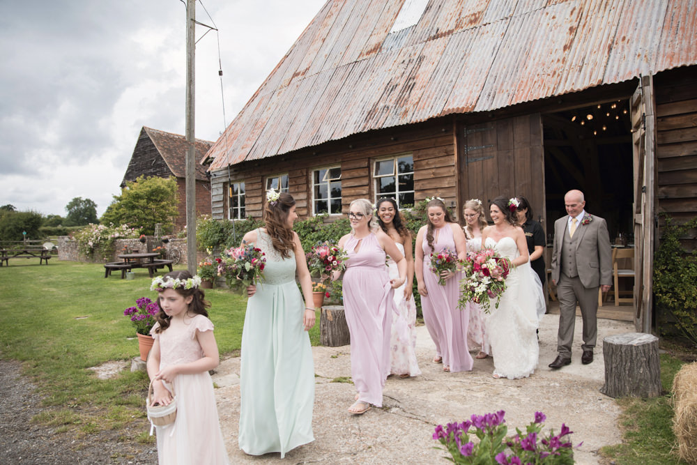 Pastel Pink Green Bridesmaid Dresses House Meadow Wedding Kerry Ann Duffy Photography