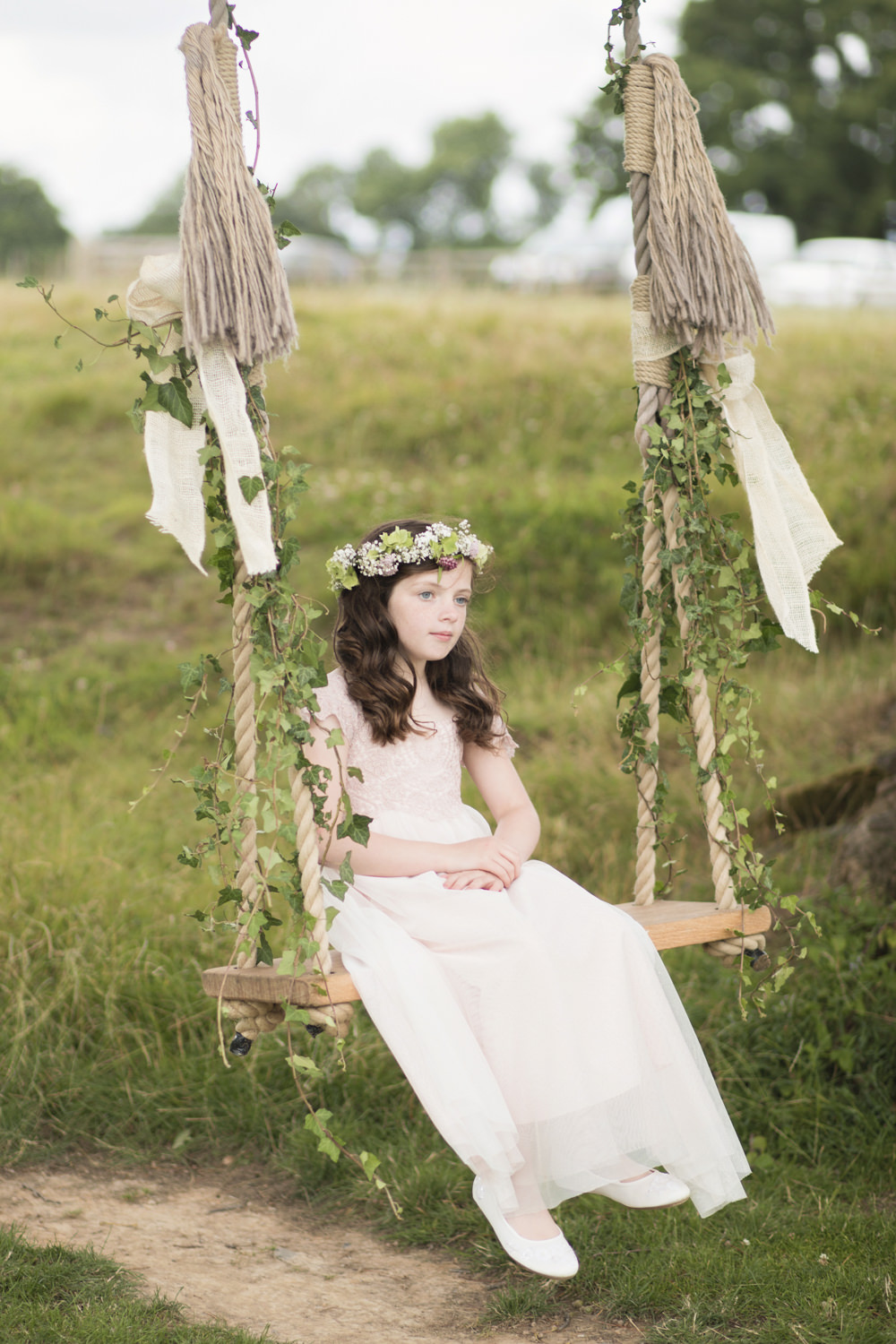 Flower Girl Dress Bridesmaid Crown Swing House Meadow Wedding Kerry Ann Duffy Photography