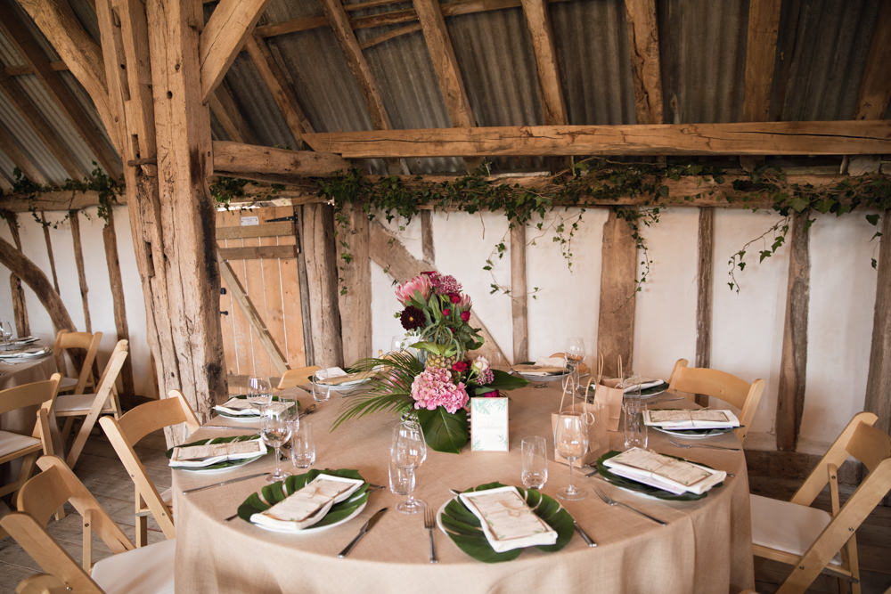 Place Setting Tropical Palm Leaves Stationery Decor House Meadow Wedding Kerry Ann Duffy Photography