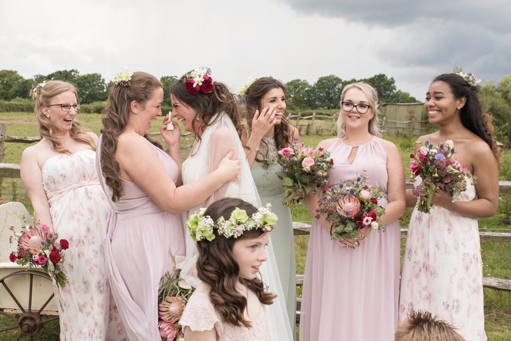 Pastel Pink Green Bridesmaid Dresses Floral House Meadow Wedding Kerry Ann Duffy Photography