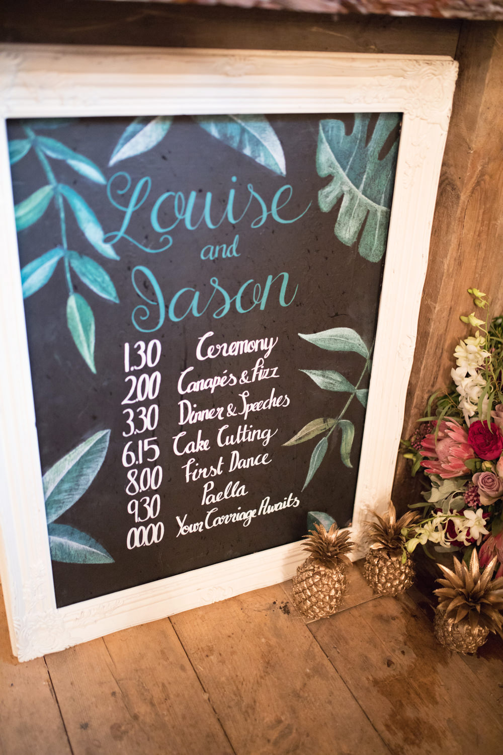 Topical Palm Leaves Chart Plan Day Sign House Meadow Wedding Kerry Ann Duffy Photography