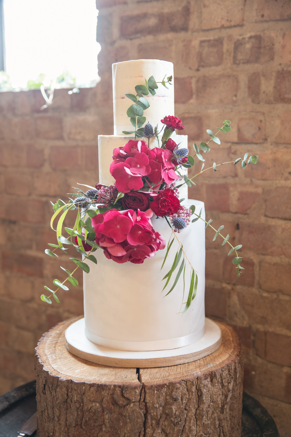 Semi Naked Cake Buttercream Flowers Red Log Stand House Meadow Wedding Kerry Ann Duffy Photography