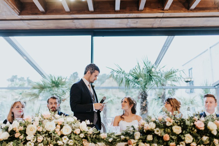 Top Table Floral Flowers Runner Foliage Le Petit Chateau Wedding Chris Randle Photography
