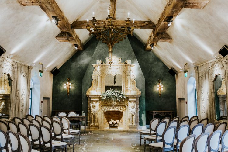 Ceremony Set Up Fireplace Le Petit Chateau Wedding Chris Randle Photography