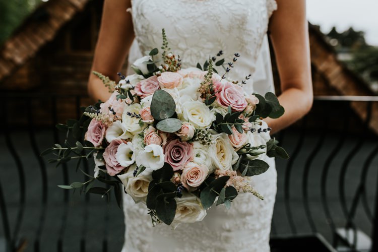 Bride Bridal Bouquet Pink Blush White Rose Eucalyptus Le Petit Chateau Wedding Chris Randle Photography