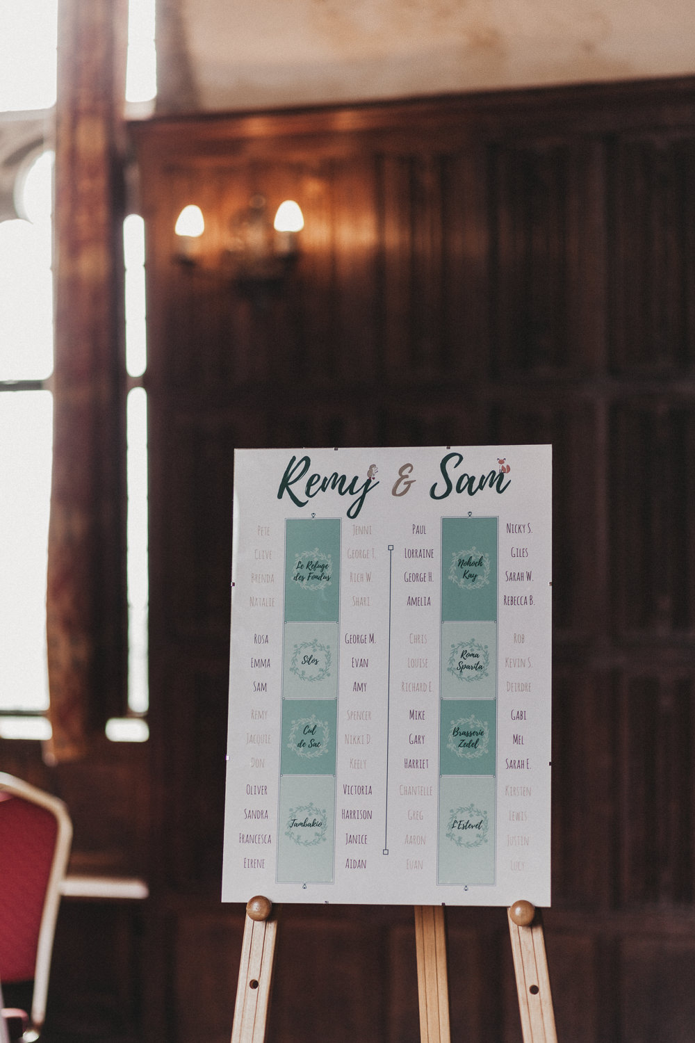 Table Plan Seating Chart Printed Modern Calligraphy Lympne Castle Wedding Kev Elkins Photography