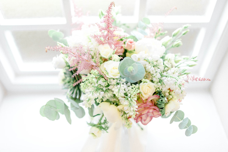 Bouquet Flowers Bride Bridal Pastel Astilbe Eucalyptus Peony Anemones Newton Hall Wedding Sarah-Jane Ethan Photography