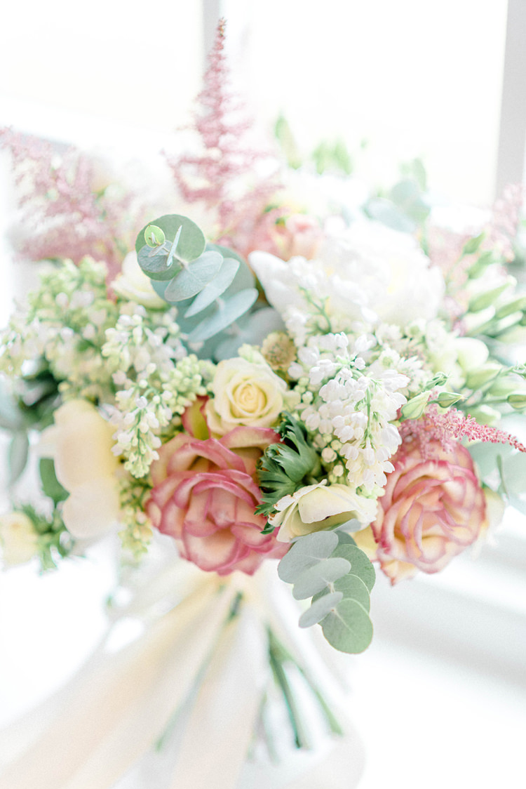 Bouquet Flowers Bride Bridal Pastel Astilbe Eucalyptus Peony Anemones Newton Hall Wedding Sarah-Jane Ethan Photography