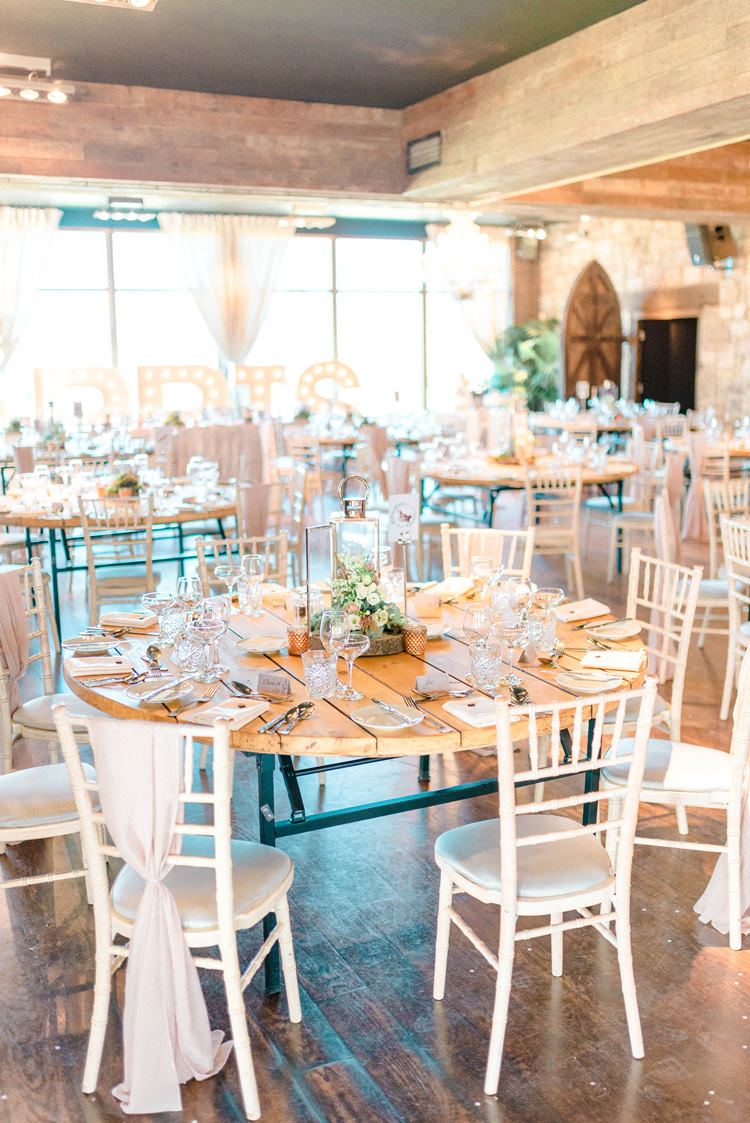 Round Wooden Tables Decor Newton Hall Wedding Sarah-Jane Ethan Photography