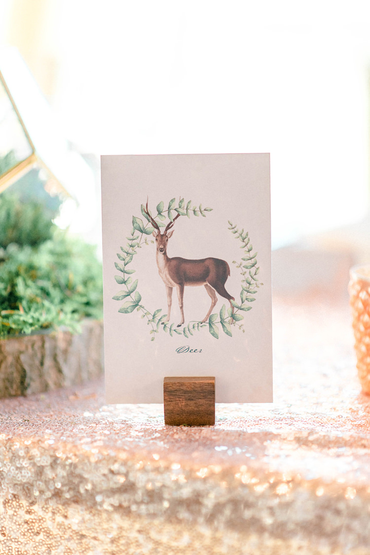 Deer Stationery Table Name Newton Hall Wedding Sarah-Jane Ethan Photography