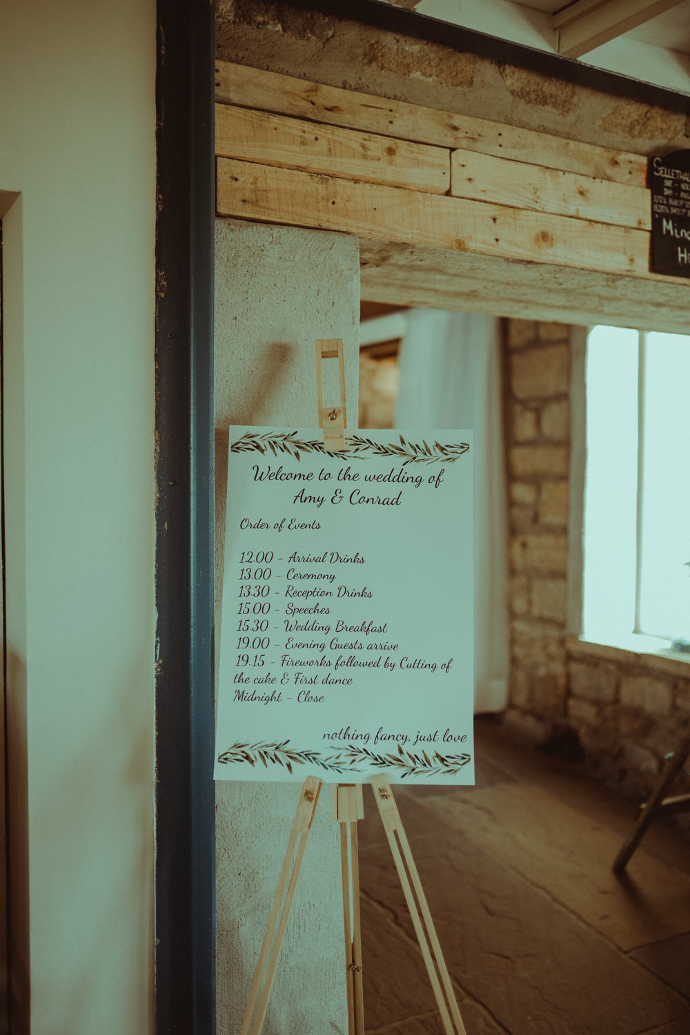 Welcome Sign Easel Stationery Botanical Greenery Northside Farm Wedding Belle Art Photography