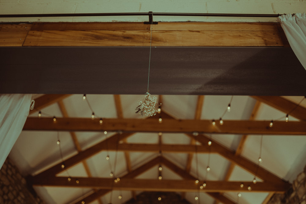 Fairy Lights Barn Hanging Flowers Northside Farm Wedding Belle Art Photography