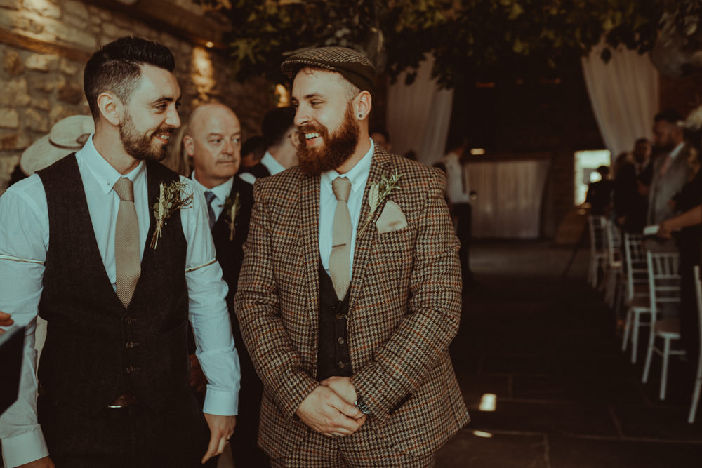 Groom Groomsmen Tweed Suit Ties Flat Cap Hat Northside Farm Wedding Belle Art Photography