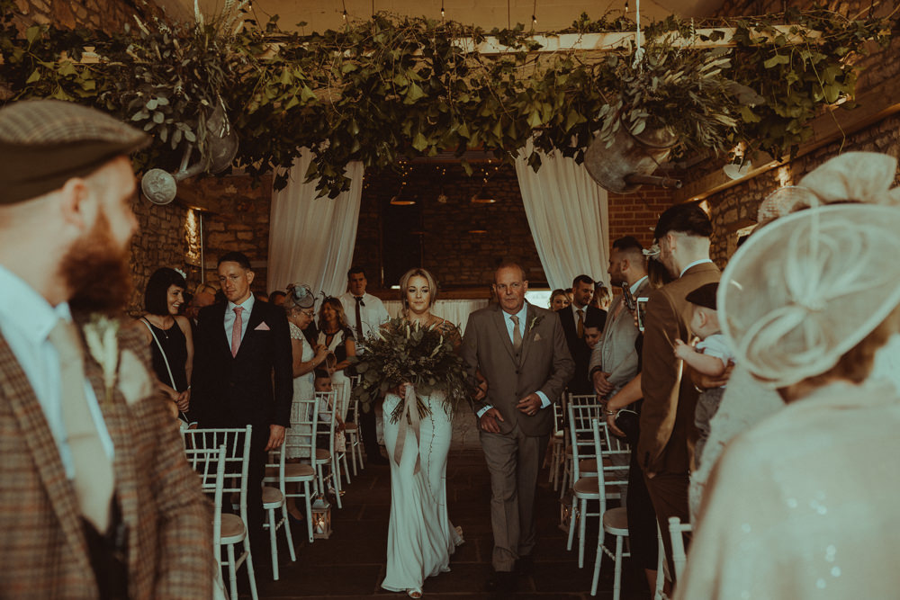 Greenery Garland Watering Can Swag Hanging Suspended Northside Farm Wedding Belle Art Photography