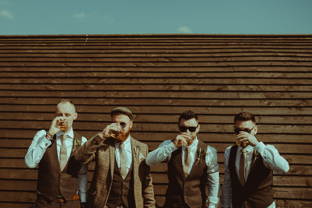 Groom Groomsmen Tweed Suit Ties Flat Cap Hat Northside Farm Wedding Belle Art Photography