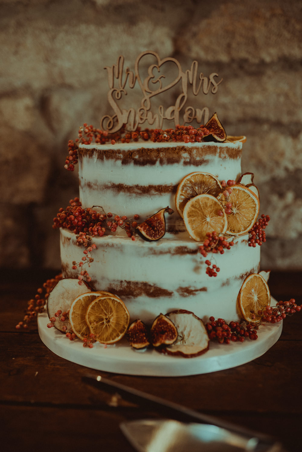Semi Naked Cake Fruit Berries Wooden Topper Northside Farm Wedding Belle Art Photography