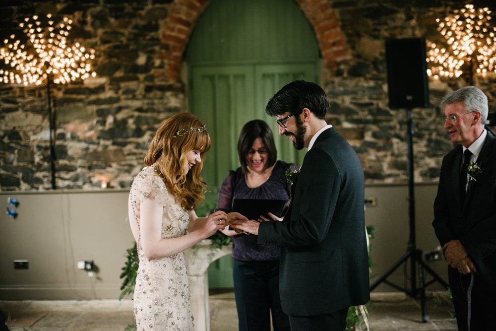 Bride Bridal Jenny Packham Star Celestial Sparkle Embellishment Headpiece Bottle Green Suit Groom Orange Tree House Wedding Winter You Them Us Photography
