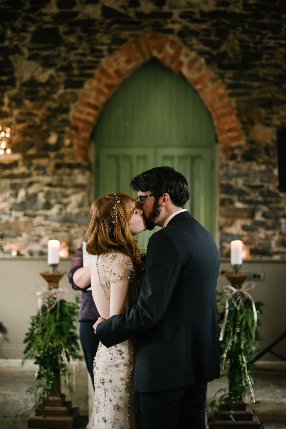Bride Bridal Jenny Packham Star Celestial Sparkle Embellishment Headpiece Bottle Green Suit Groom Orange Tree House Wedding Winter You Them Us Photography
