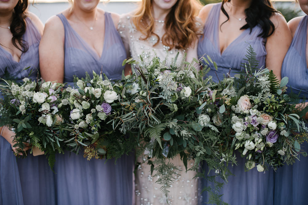 Bride Bridal Foliage Greenery Dusky Purple Rose Bouquet Orange Tree House Wedding Winter You Them Us Photography