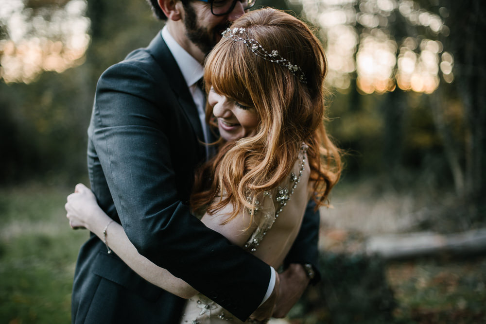 Bride Bridal Jenny Packham Star Celestial Sparkle Embellishment Headpiece Bottle Green Suit Groom Orange Tree House Wedding Winter You Them Us Photography