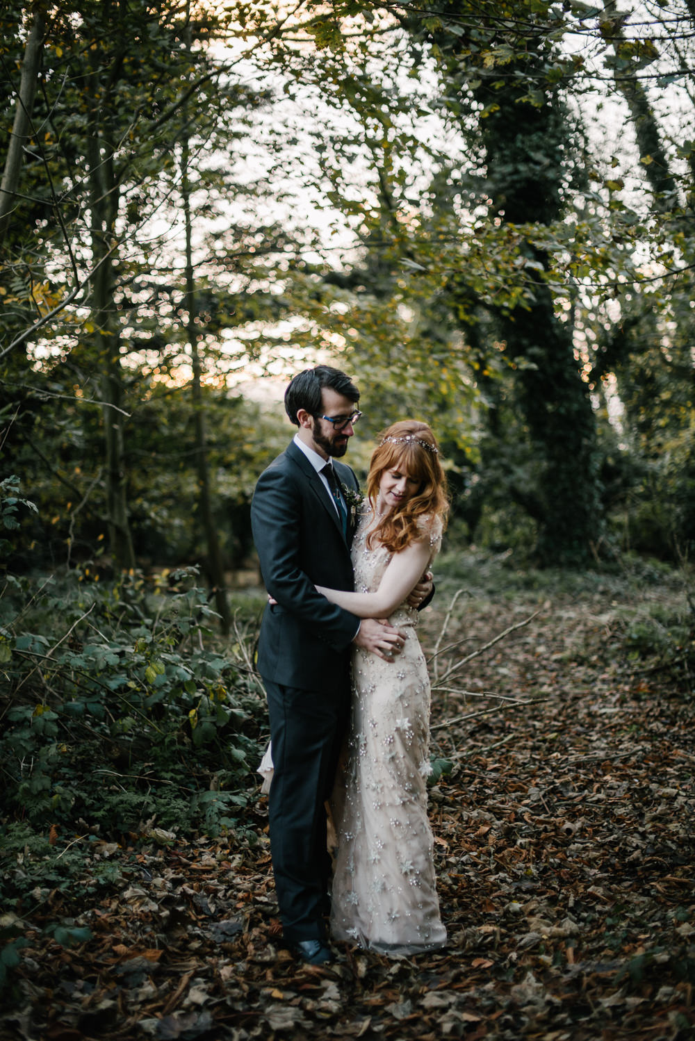 Bride Bridal Jenny Packham Star Celestial Sparkle Embellishment Headpiece Bottle Green Suit Groom Orange Tree House Wedding Winter You Them Us Photography