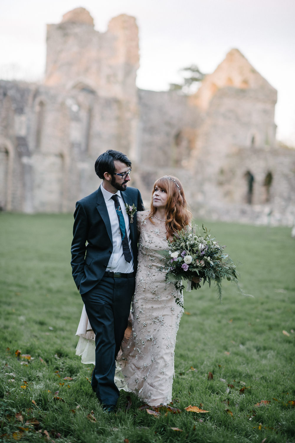 Bride Bridal Jenny Packham Star Celestial Sparkle Embellishment Headpiece Bottle Green Suit Groom Tumbling Foliage Greenery Bouquet Orange Tree House Wedding Winter You Them Us Photography