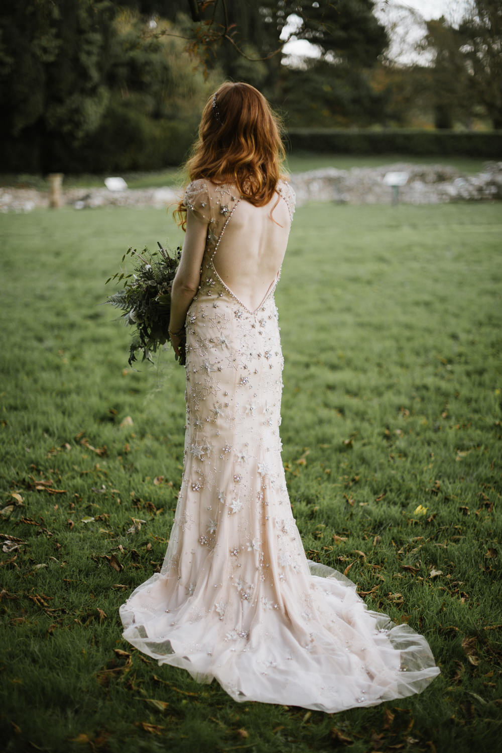 Bride Bridal Jenny Packham Star Celestial Sparkle Embellishment Headpiece Low Back Orange Tree House Wedding Winter You Them Us Photography