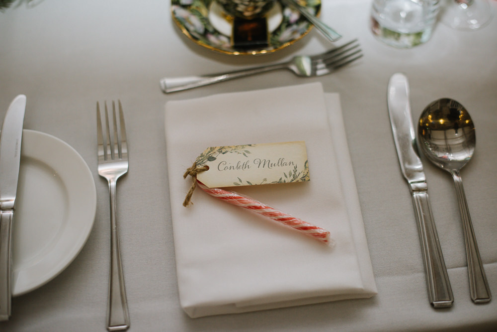 Place Setting Name Card Candy Cane Orange Tree House Wedding Winter You Them Us Photography
