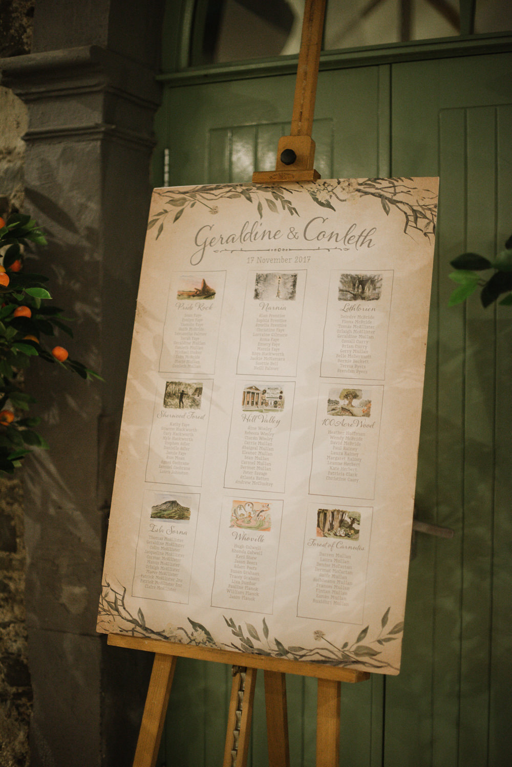 Table Plan Seating Chart Watercolour Drawing Orange Tree House Wedding Winter You Them Us Photography