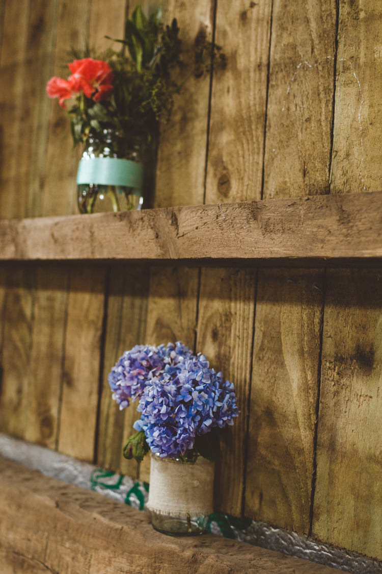Jar Flowers Decor Rustic Relaxed Farm Wedding Photography34