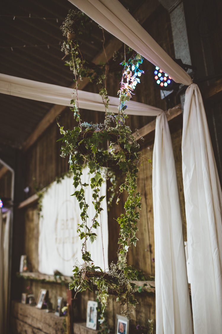 Hanging Greenery Foliage Hoop Decor Rustic Relaxed Farm Wedding Photography34