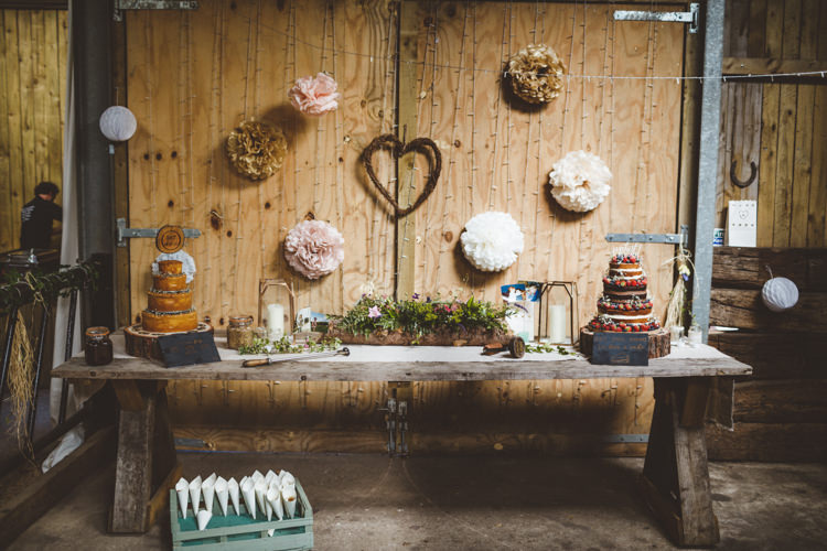 Cake Dessert Table Rustic Relaxed Farm Wedding Photography34