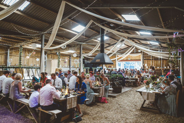 Barn Fairy Lights Drapes Rustic Relaxed Farm Wedding Photography34