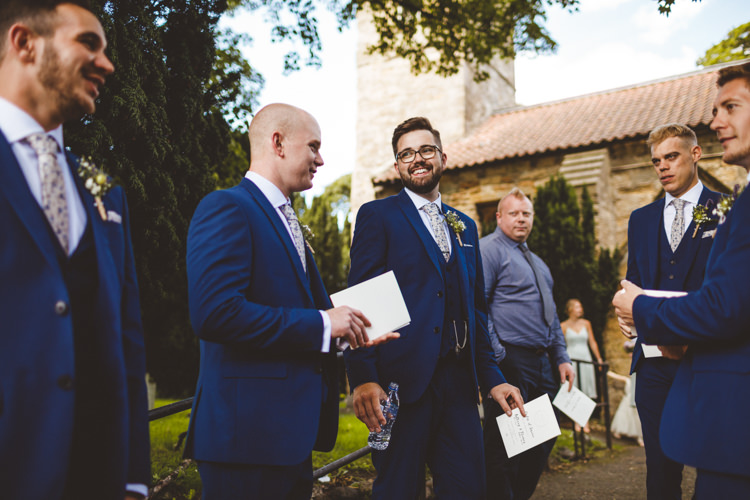 Groom Groomsmen Blue Suits Floral Ties Rustic Relaxed Farm Wedding Photography34