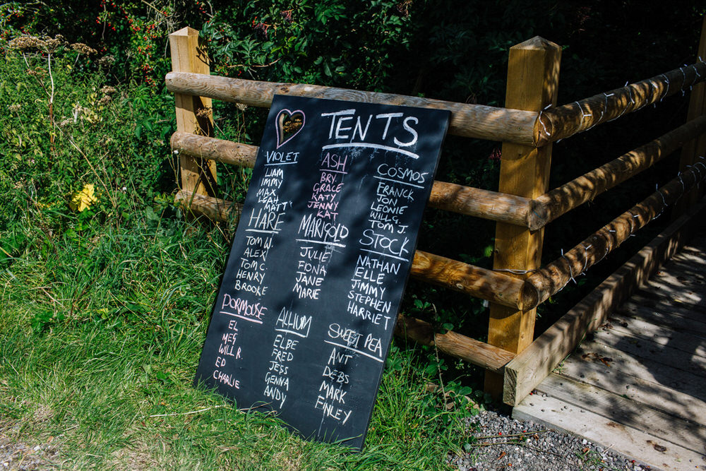 Tent Plan Blackboard Chalk Board Camping Secret Barn Sussex Wedding Rainbow Colourful Yvonne Lishman Photography