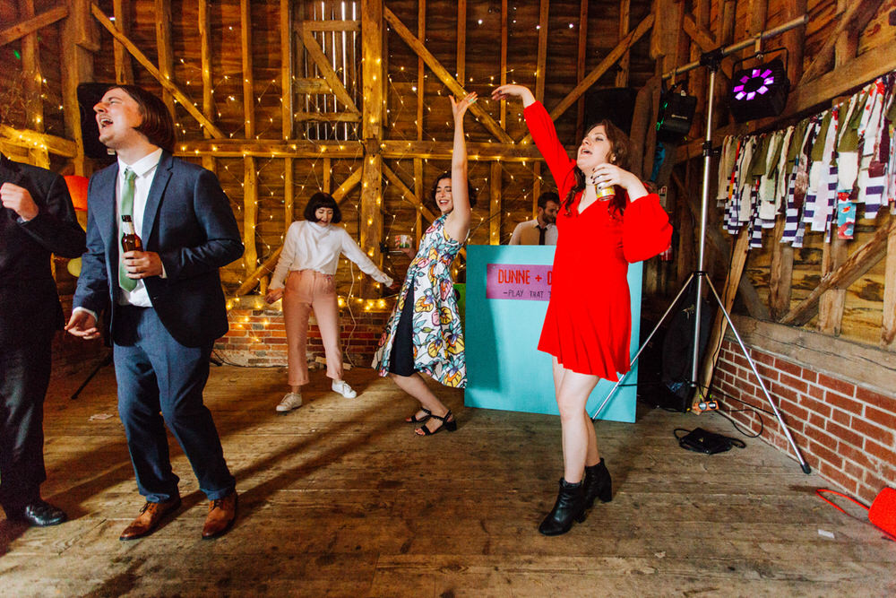 Dance Floor DJ Secret Barn Sussex Wedding Rainbow Colourful Yvonne Lishman Photography