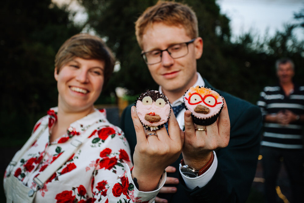 Bride Groom Cupcakes Fairy Cakes Secret Barn Sussex Wedding Rainbow Colourful Yvonne Lishman Photography